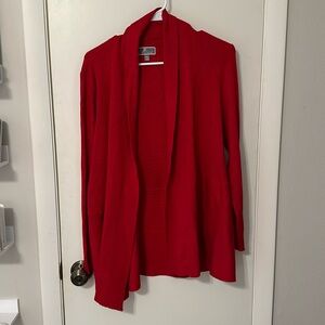 JM Petite Red Open Cardigan